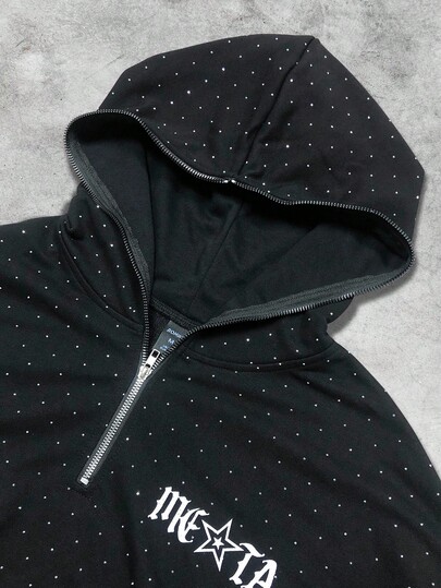 Street Life Men's Fashionable Sparkling Diamond Hoodie , Fall