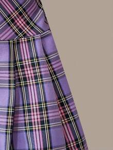 Resyla 新年服装拉链格子褶裙