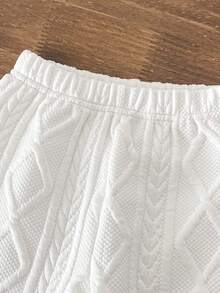 2pcs Baby Boy Two Piece Cable Knit Set,White,Autumn,Modest,Family Matching,Back-To-School Collegiate Patchwork Polo Long Sleeve Top And Pants,6M-3T - White - View 7