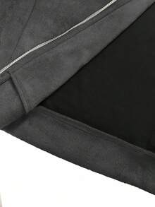 SHEIN LUNE Plus Size Solid Color Zip-Up Casual Versatile Long Sleeve Jacket Fall - Dark Grey - View 7