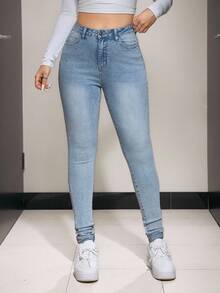 Jeanoix Quần Jeans Skinny Túi Trơn Đa Năng Thường Ngày - Rửa nhẹ - Xem 6