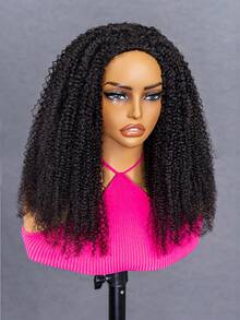 Wear Go 半头假发，非洲卷发，弹性贴合，三合一半头假发，带抽绳，自然发际线，无缝设计，新手友好，即戴即用，无需胶水，真人发假发，预先拔毛的发际线，180% 密度，14-16 英寸波波头，18-26 英寸常规长度，自然色，未经加工的原生发，Y2K 真人发假发礼品 - SNatural - 查看 5