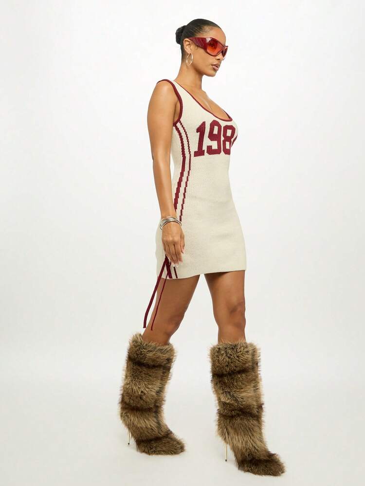 SUMWON WOMEN Varsity Mini Dress With Lace Up Detail