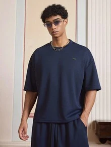 SWAVVY Men's Casual Solid Color T-Shirt And Shorts Set, Summer - Royal Blue - View 4