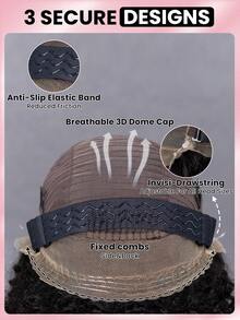 9AM Hair Store 隐形抽绳卷曲直发 360 蕾丝前额无胶假发，漂白发结，即戴即走，无需胶水，真人发假发，预先拔毛发际线，180% 密度，14-16 英寸波波头，18-26 英寸常规款，未经加工的处女发，圣诞假发，Y2K 真人发假发，圣诞礼物，发饰 - SNatural - 查看 7