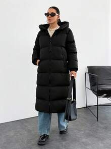 EURMUSE Premium Qualität, Wärmefunktion, großer Zipper Daunenparka - Schwarz - Übersicht 4