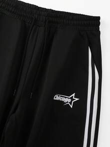 PAVTROS Manfinity Streetrush 2pcs/Set Men's Sporty Stylish Casual Long Sleeve Sweatshirt And Loose Sweatpants Outfit Men 2 Pieces Set Black Street Wear Sets Men's Two Pieces Outfit Sweatpants Men 2 Pieces Set , Fall Clothes