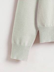 EMERY ROSE 宽松纽扣圆领舒适纯色开衫 - 白色 - 查看 5