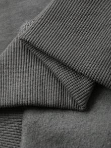 FRIFUL 女式宽松插肩袖字母印花保暖衬里运动衫，秋季休闲套头衫，深灰色