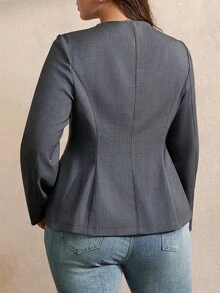 Juhart Áo cánh tay dài họa tiết hoa kim loại cỡ lớn thời trang thanh lịch cho nữ - Màu xám đen - Xem 8