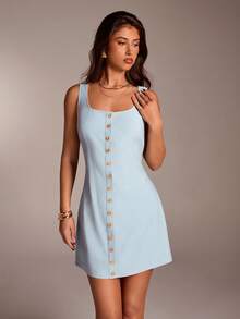 Avantive 春夏女士浪漫/舞会/正式/生日/90 年代服装/商务休闲女士/优雅/西部服装/外出/时尚/休闲/Y2K 服装/俱乐部/办公室/鸡尾酒会/复古/紧身/狂欢服装节日/有趣/优雅/老钱/街头服饰/度假服装/乡村音乐会服装/工作服/端庄/春假/单身女郎服装/音乐会/坏人/基本款/毕业/A 字裙/20 世纪 60 年代服装/鼠尾草绿色连衣裙/科切尔绿色迷你连衣裙 - 藍色 - 查看 5