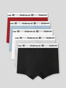 5pcs/Pack Men's Comfortable Stretchy Boxer Briefs - Multicolor - View 2