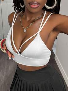 Slaydiva 女士素色日常運動胸罩 - 白色 - 查看 3