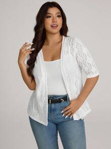 Comfylo Plus Size Fall Women Clothes Leopard Print 7/8 Sleeve Everyday Casual Bomber Jacket Back To School Clothes For Autumn & Winter Fall Clothes For Women Fall Outfits Women - White - View 4