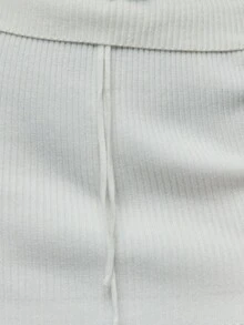 SHEIN Unity This Ribbed Mini Skirt With Drawstring Brings Cozy Style To Fall, Winter, And Autumn Looks. Versatile For Office Wear Or Gym Layers - White - View 6