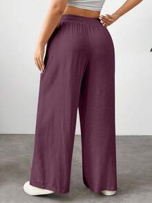 EURMUSE Quần cạp rút màu trơn thường ngày cỡ lớn - Màu tím  Violet - Xem 2