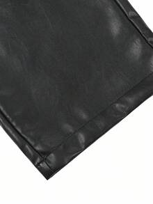 Claim Dot 男士黑色 PU 皮裤，休闲时尚百搭长裤，秋冬 - 黑色 - 查看 7