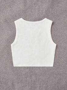 Y2Kool Tartagain 艺术家标语图案露脐可爱背心，可爱又危险，适合夏季，95%纯棉，假日、度假、海滩、外出、音乐节、伊比沙岛风格，适合秋季休闲时尚服装系列，新年穿搭