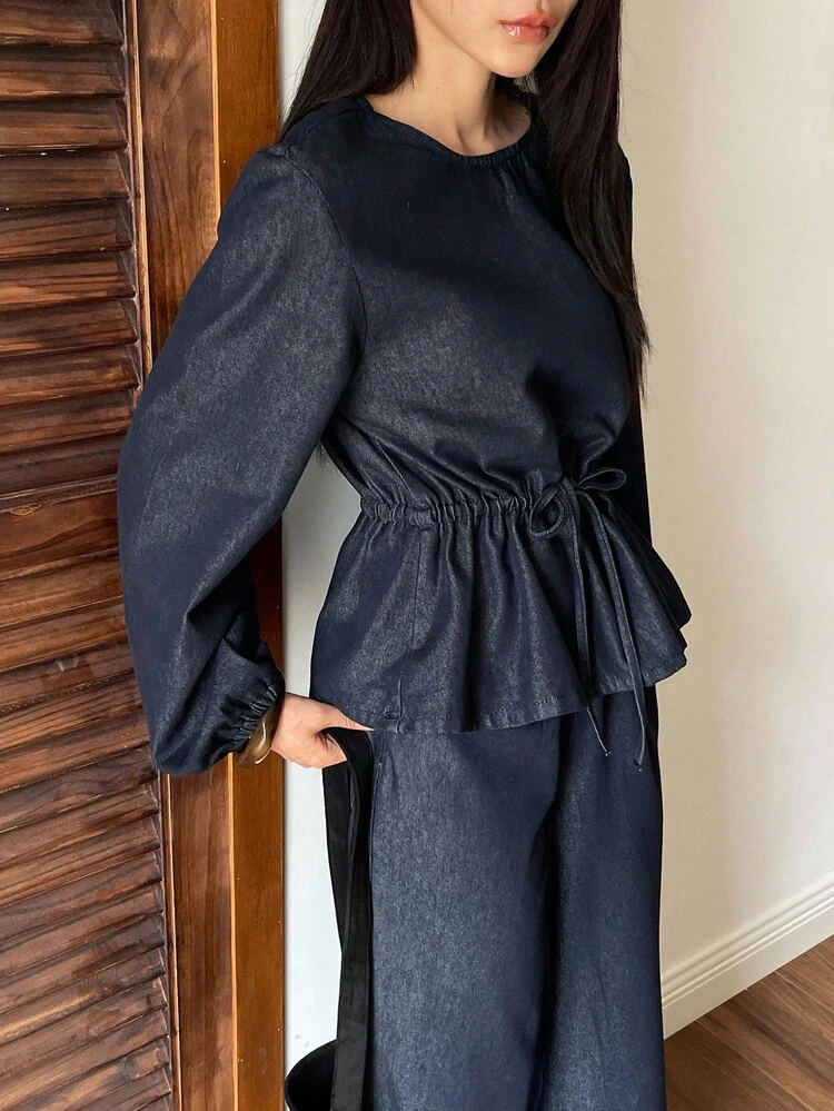 Women's Loose Casual Raw Denim Suit, Autumn/Winter New Arrival