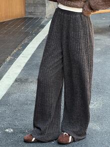 DAZY 青少年/青年女孩休闲宽松直筒裤，罗纹纹理，秋季