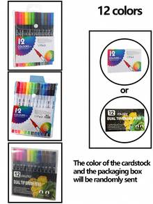Dual Tip Brush Marker, Fine & Soft Double Tip Art Markers For Adult Kids Coloring Hand Lettering Writing Planner Journal Note Calligraphy Drawing Art Craft School Supplied Back To School - Multicolor - View 11