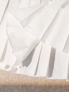 1 件女童松紧腰荷叶边百褶裙，休闲裙 - 白色 - 查看 6