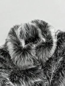 EASEVO Plus Size Men's Fashionable Long Sleeve Faux Fur Coat, Fall Winter - Black - View 3