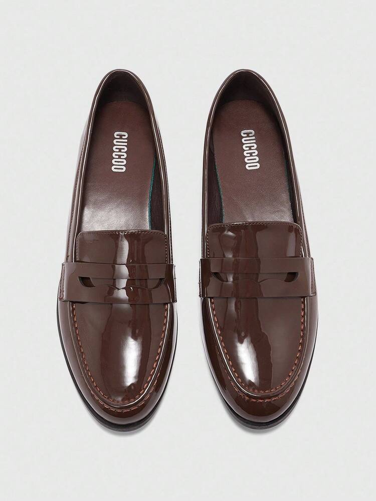 CUCCOO BIZCHIC Women's Round Toe Flat Coffee Color Classic Simple Comfortable Loafers, Versatile For Commuting, Work And Daily Wear For Christmas Spring Shoes