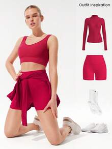 GLOWMODE 无缝U型背运动文胸可拆卸罩杯低冲击瑜伽日常可拆卸罩杯 - 玫紅色 - 查看 7