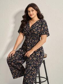 Comfylo 加大码花卉图案腰部连体裤 简约时尚休闲日常连体裤 度假服 女式演唱会狂欢装 欧洲夏季乡村演唱会装 外出装 乡村装 女式狂欢节装 女式狂欢装 波西米亚风女装 演唱会装 女式波西米亚风西部装 西部装 女式夏季装 - 藏蓝色 - 查看 8