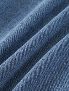 Young Girls' Cute Vintage Medium Wash Blue Denim Dress With White 3D Bow And Pleated Skirt, Comfortable Soft Fabric, Fashionable Daily Wear For Little Girls Fall Winter Girls Denim Dress - Medium Wash - View 3