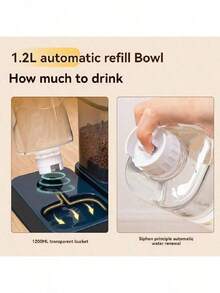 Zazumi 宠物饮水喂食器套装，包含1200毫升自动饮水器和0.75公斤喂食器，可单独使用，自动补水，易于清洁，适用于猫、狗、兔子、松鼠和其他中小型宠物。