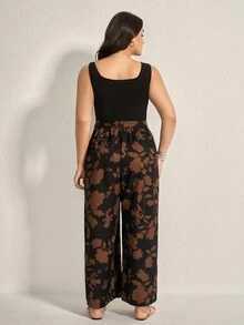 Comfylo 加大码纯色撞色系带前系带休闲连体裤西部风女装节日波西米亚嬉皮女牛仔装老钱波西米亚夏季波西米亚老钱棉