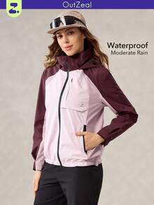 OutZeal Women Water-Resistant Color-Blocked Zip Pocket Hood Outdoor Shell Jacket Hiking Camping - Multicolor - View 12