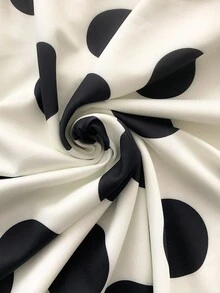 Franclia 女士优雅波尔卡圆点印花长裙，夏季 - 黑與白 - 查看 6