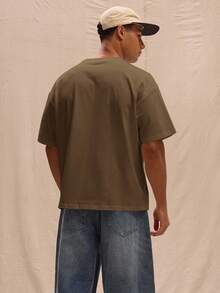 Musero Áo thun cỡ lớn Boxy Fit phong cách đường phố mùa xuân hè kỳ nghỉ lễ Phục sinh - màu nâu - Xem 4