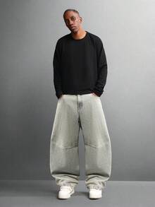 SUMWON Pantalones vaqueros de corte holgado y suelto con estilo vintage, ajuste tipo herradura, estilo clásico casual de moda callejera retro de los 90, estilo patinador