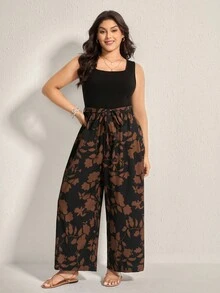 Comfylo 加大码纯色撞色系带前系带休闲连体裤西部风女装节日波西米亚嬉皮女牛仔装老钱波西米亚夏季波西米亚老钱棉