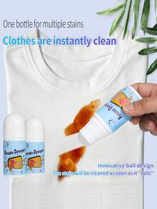 1pc/2pcs/3pcs 50ml Stain Remover Portable Clothes Rolling Bead,Magic Powerful Cleaner Cleaning Pen Clothes Decontamination,No-Wash Emergency Fast Clear Liquid Roller-Ball Cleaner Clothe Fabric Cleaning Tool