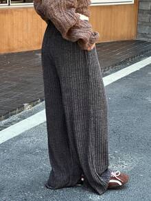 DAZY 青少年/青年女孩休闲宽松直筒裤，罗纹纹理，秋季