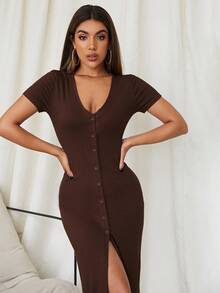 Firerie 紐扣超長連衣裙