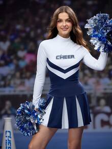 Cheerettes Women's Sporty Casual Contrast Color Cheerleader Dress Set Cheerleader Outfit Cheer Uniform