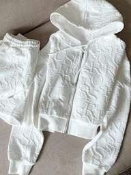 Resyla 2 piezas Conjunto de sudadera de tela texturizada para mujer