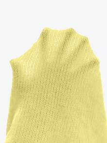 SHEIN Unity Women's Yellow Round Neck Drop Shoulder Wool Blend Pullover Sweater Fall Winter Cloth For Women - Yellow - View 7