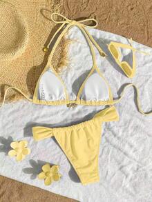 Bonvoyette Bikinis Beachwear Spring And Summer Fashion Vacation Casual Solid Colour Starfish Decor Sexy Bikini Outfits For Women