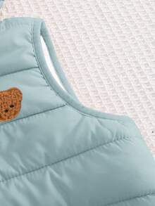 Cozy Pixies Newborn Baby Boy Cartoon Bear Pattern Hooded Fleece Vest Cardigan,In Fall/Winter