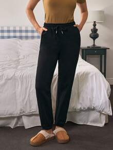 Louniche Damska bluza z kapturem z pluszu, ściągaczem w pasie i spodniami ze ściągaczami, kontrastowy kolor - Wielokolorowe - Zobacz 9