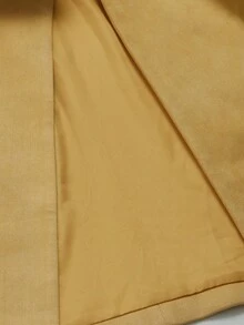 Chiquease 宽肩绒面革翻领长款双排扣通勤优雅夹克，适合秋季派对 - 黃色 - 查看 7