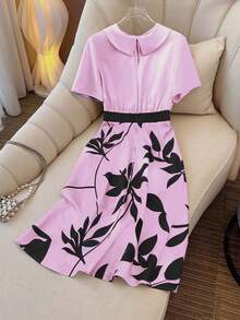 Franclia 夏季时尚别致法式印花拼布连衣裙 - 紫色 - 查看 2