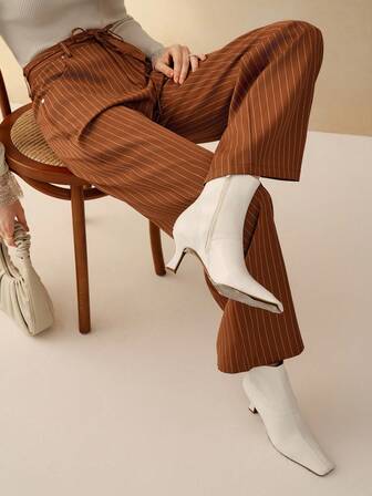 Cévolie Women's Fashion Commuter Striped Wide Leg Pants